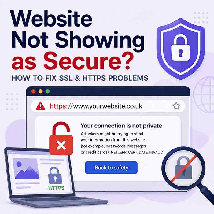 Website showing an SSL HTTPS security warning
